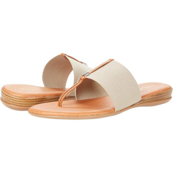 Andre Assous Women's 9M Ecru Nice Thong Sandals Slip On Summer Vacation LB12-28 - Picture 1 of 7